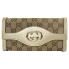 Gucci GG Monogram Canvas Metallic Taupe Leather Sukey Continental Wallet