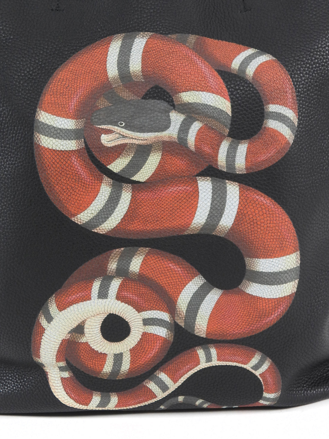 Gucci Black Red Kingsnake Motif Grained Leather Convertible Backpack Tote
