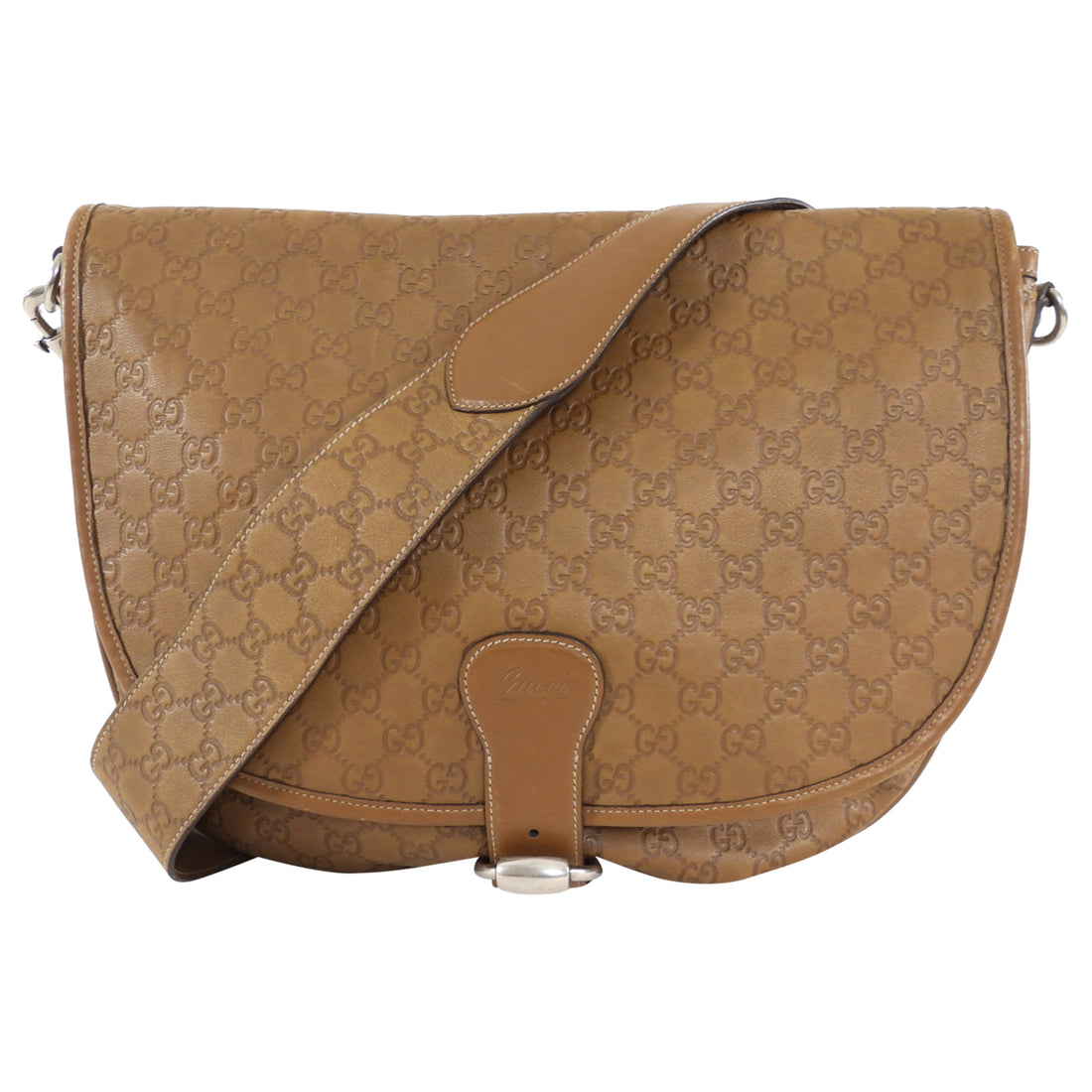 Gucci Caramel Brown Guccissima Leather Messenger Flap Bag