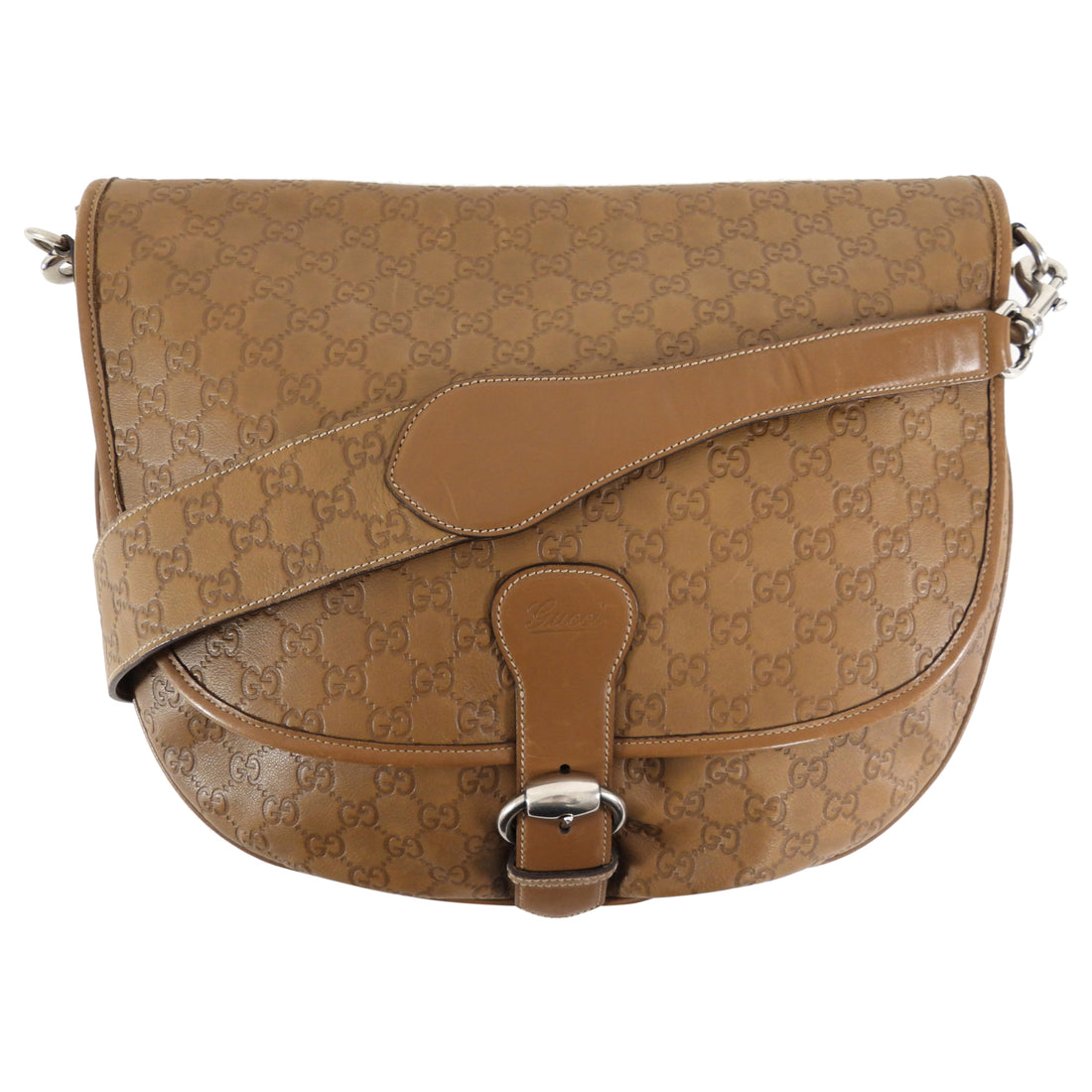 Gucci Caramel Brown Guccissima Leather Messenger Flap Bag