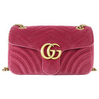 Gucci Pink Chevron Quilted Velvet Small Marmont Chain Flap Bag
