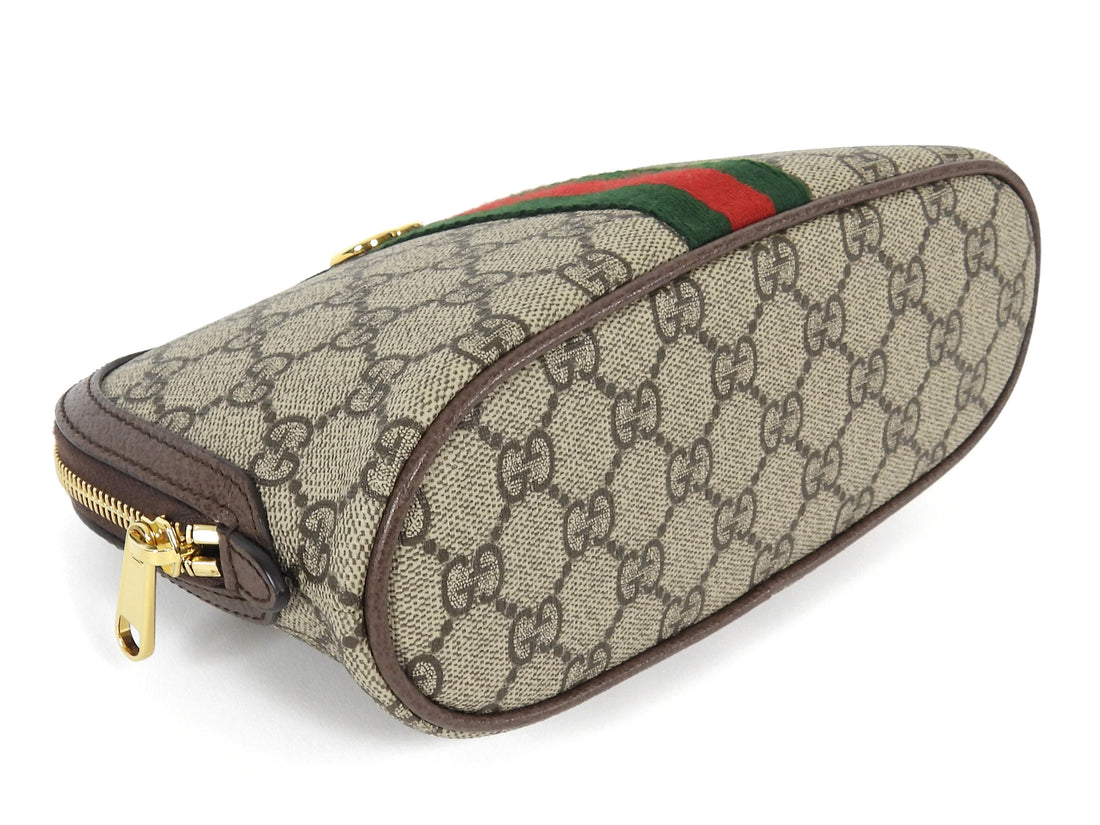 Gucci Brown Monogram Supreme Canvas Web Small Ophidia Dome Cosmetic Case Bag
