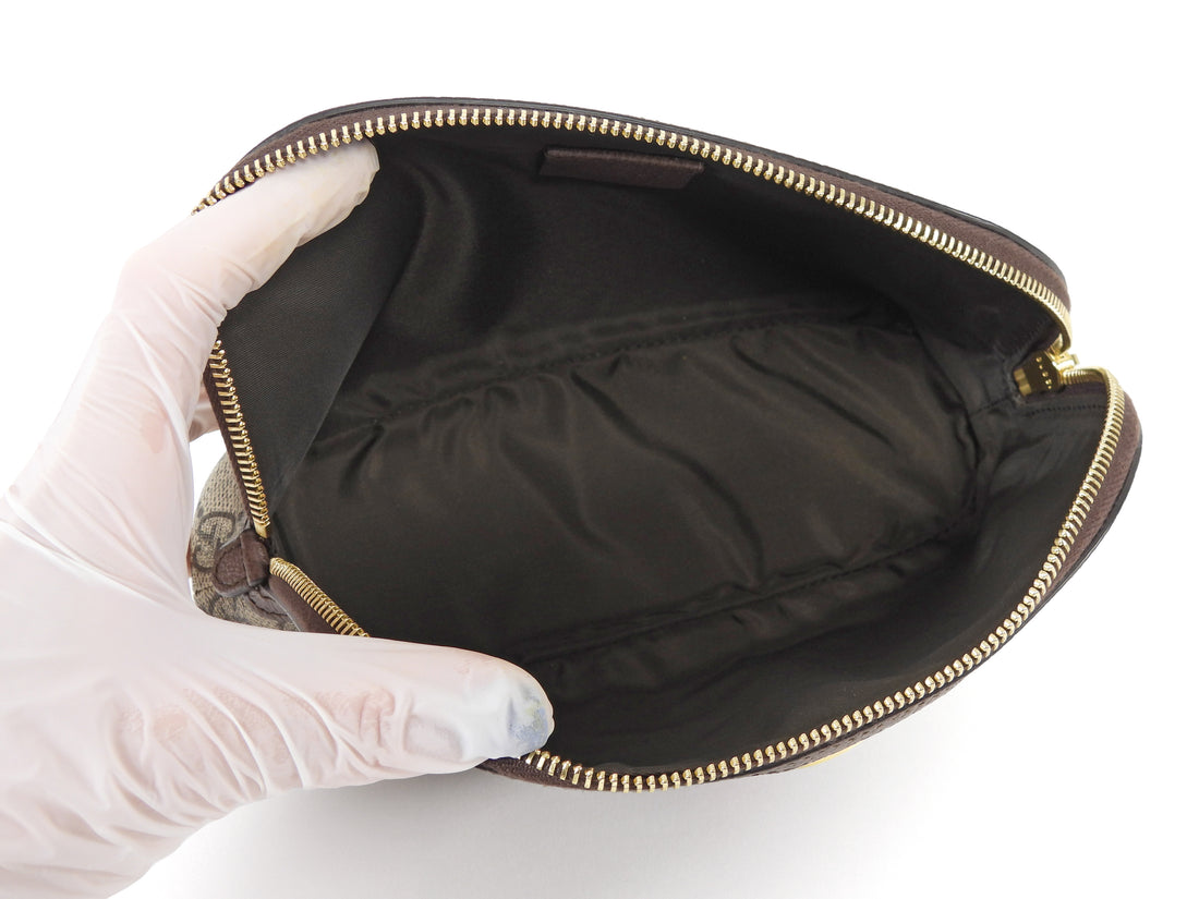 Gucci Brown Monogram Supreme Canvas Web Small Ophidia Dome Cosmetic Case Bag