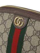 Gucci Brown Monogram Supreme Canvas Web Small Ophidia Dome Cosmetic Case Bag