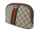 Gucci Brown Monogram Supreme Canvas Web Small Ophidia Dome Cosmetic Case Bag