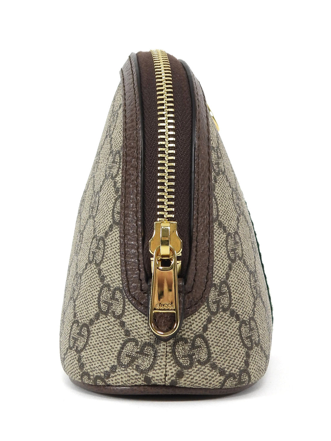 Gucci Brown Monogram Supreme Canvas Web Small Ophidia Dome Cosmetic Case Bag