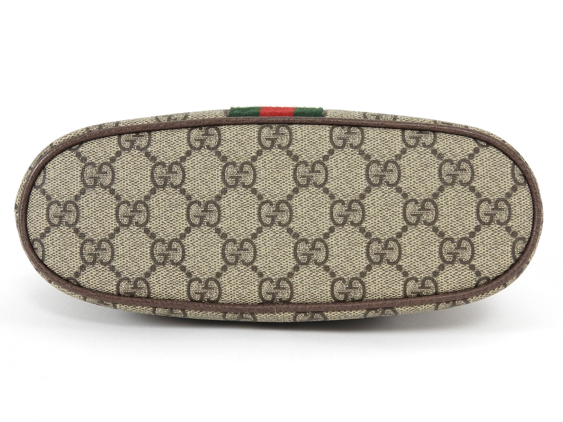 Gucci Brown Monogram Supreme Canvas Web Small Ophidia Dome Cosmetic Case Bag