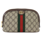 Gucci Brown Monogram Supreme Canvas Web Small Ophidia Dome Cosmetic Case Bag