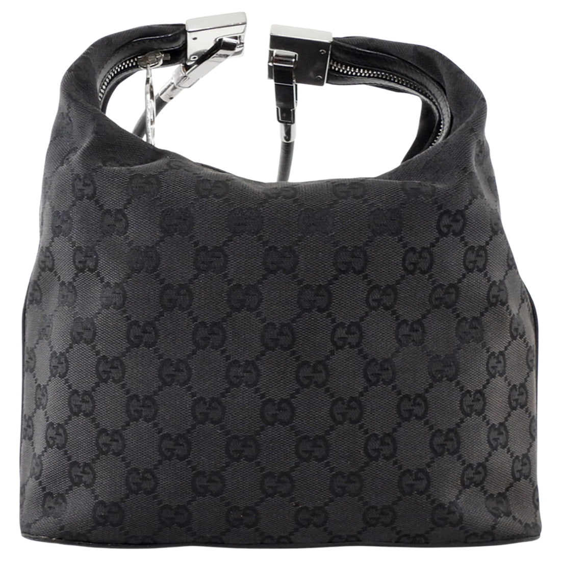 Gucci Vintage Tom Ford Era Black Monogram Canvas Hobo Bag