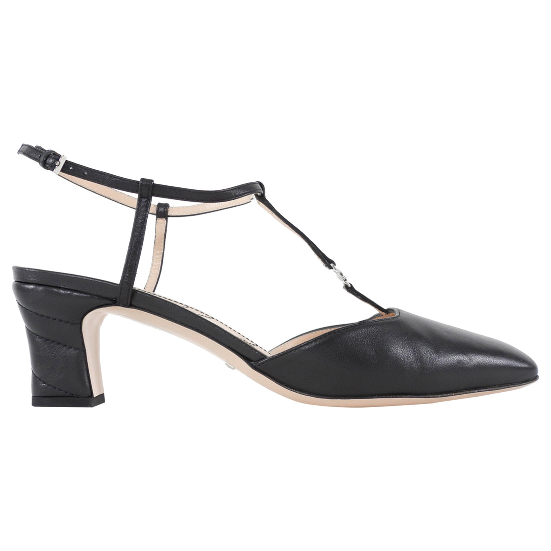 Gucci Double G T-Bar Leather Pumps Black - 39.5