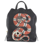 Gucci Black Red Kingsnake Motif Grained Leather Convertible Backpack Tote