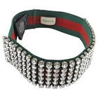 Gucci Red Green Striped Web Rhinestone Headband