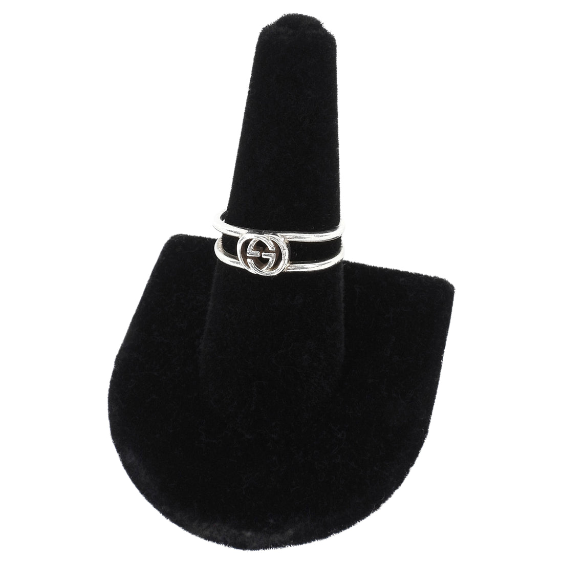 Gucci .925 Sterling Silver Interlocking G Wide Open Band Ring 18
