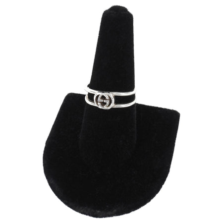 Gucci .925 Sterling Silver Interlocking G Wide Open Band Ring 18