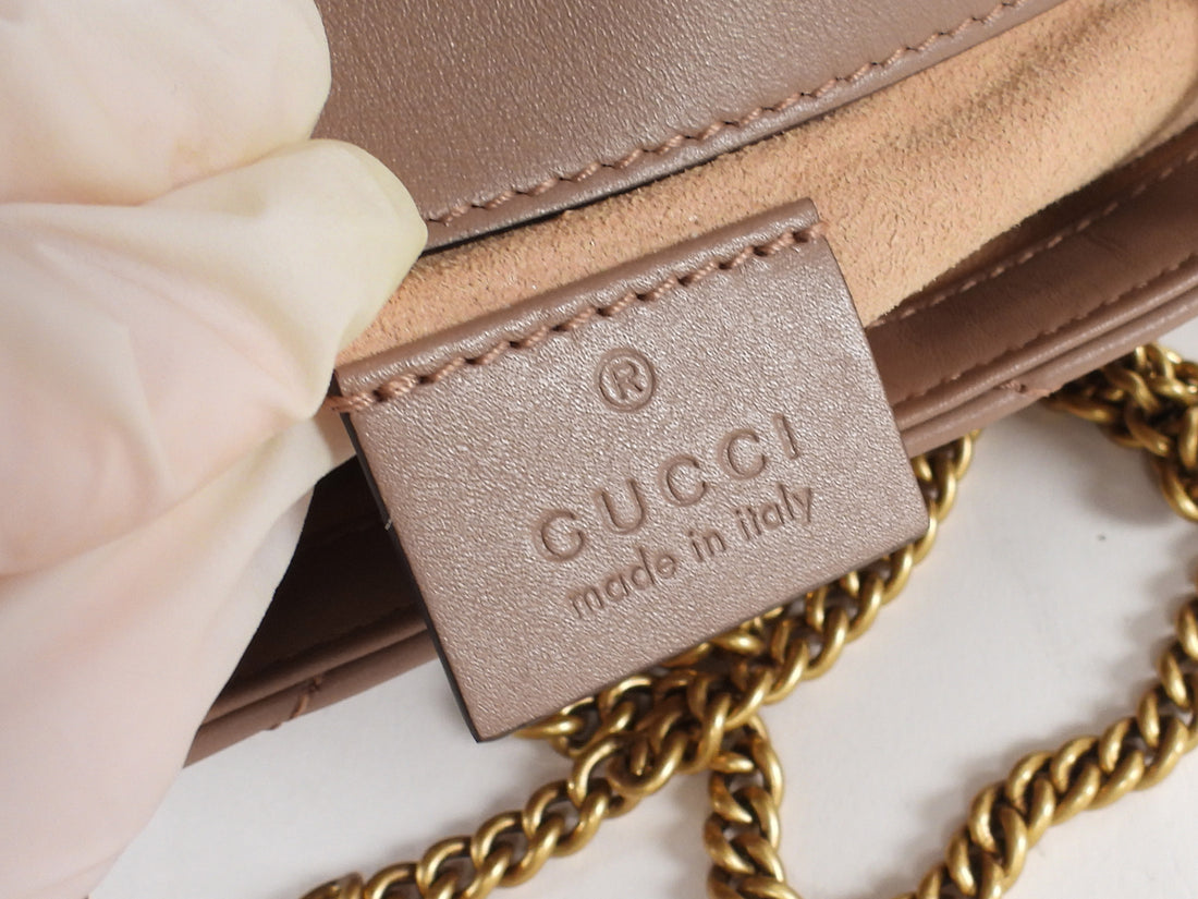 Gucci Beige Double G Marmont Mini Chain Shoulder Bag Mini