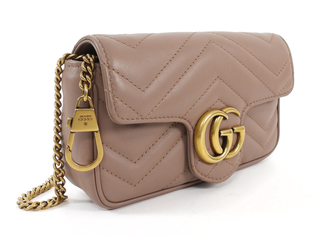 Gucci Beige Double G Marmont Mini Chain Shoulder Bag Mini