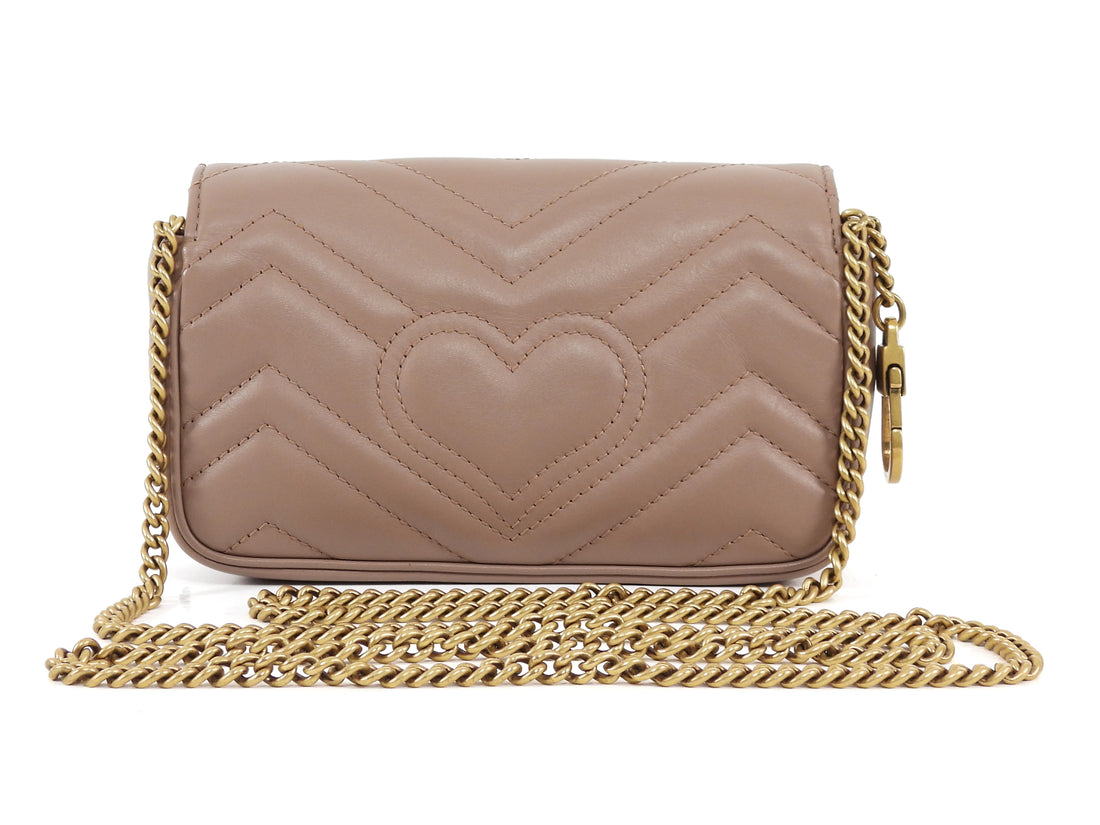 Gucci Beige Double G Marmont Mini Chain Shoulder Bag Mini