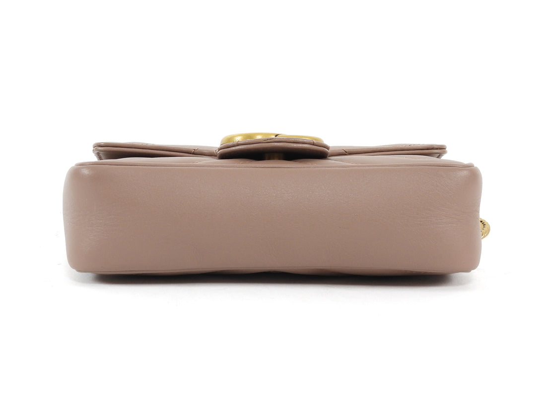 Gucci Beige Double G Marmont Mini Chain Shoulder Bag Mini