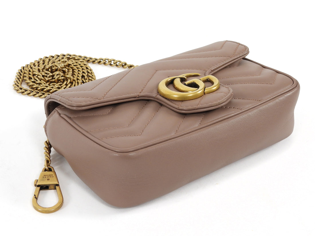 Gucci Beige Double G Marmont Mini Chain Shoulder Bag Mini