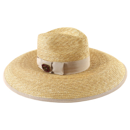 Gucci Wide Brim Straw Fuchsia Crystal Embellished Sun Hat