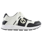 Gucci Black and White Calfskin Interlocking GG Low Top Sneakers - 37