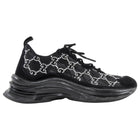 Gucci Black Sheer Mesh and Suede Combo Crystal Monogram Run Sneakers - 37