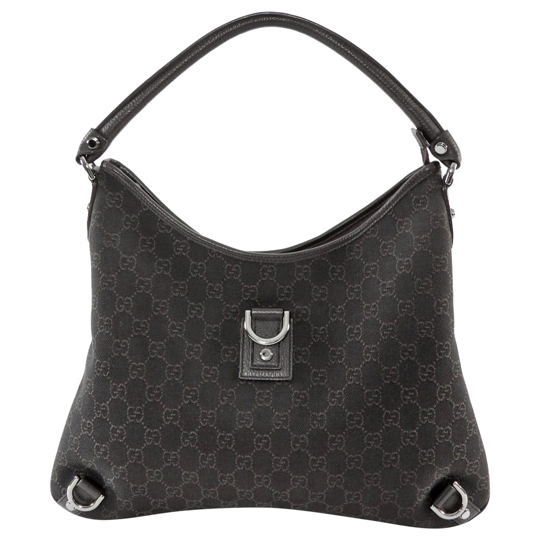Gucci Dark Brown GG Monogram Canvas Abbey Shoulder Hobo Bag