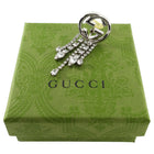 Gucci Silvertone Crystal Fringe Interlocking GG Mono Clip Earring