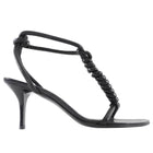 Helmut Lang Black Knotted Leather T Strap Heeled Sandals 38