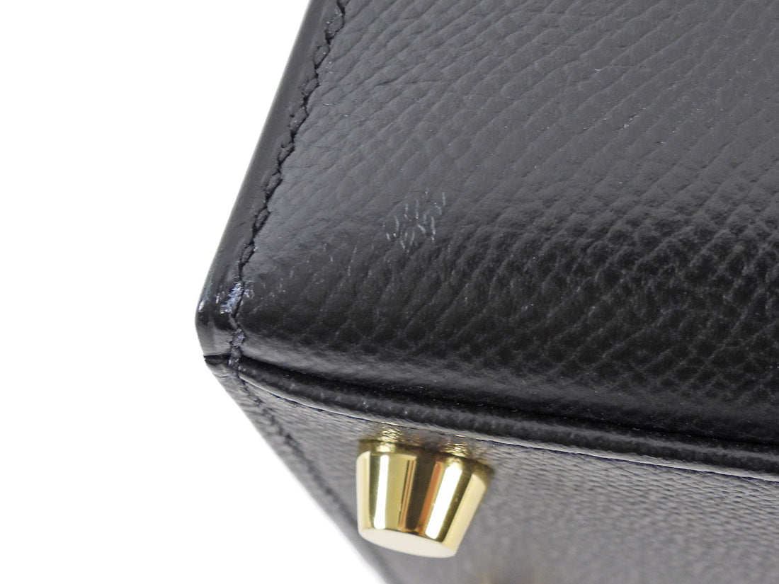 Hermes Black Noir 2020 Kelly 28 Sellier Epsom Bag GHW