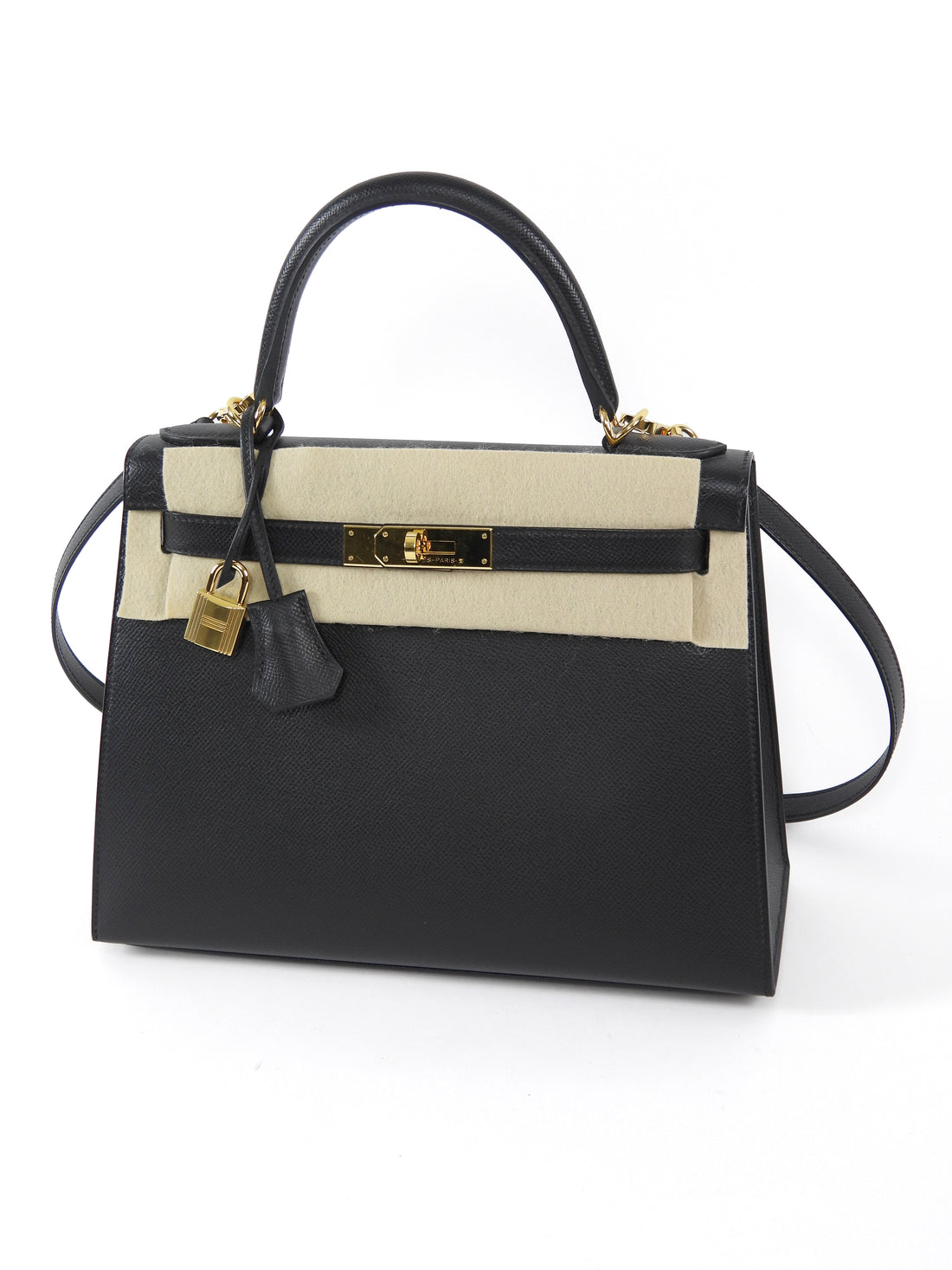 Hermes Black Noir 2020 Kelly 28 Sellier Epsom Bag GHW