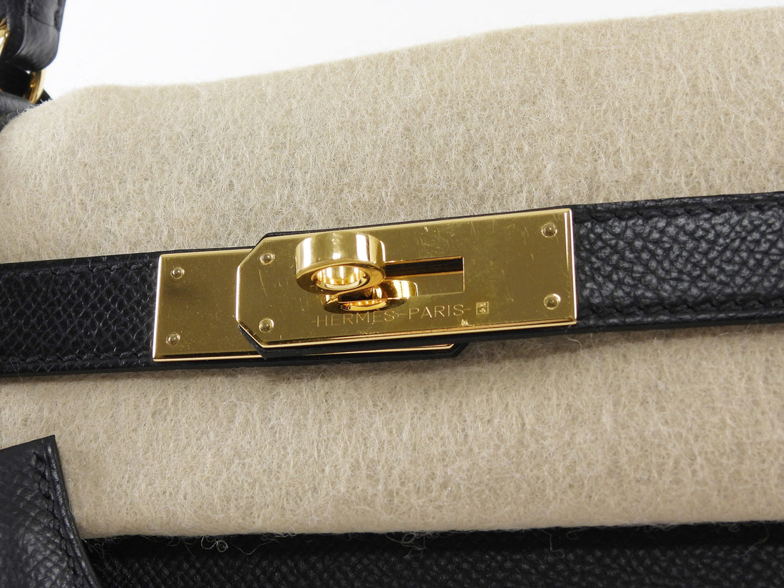 Hermes Black Noir 2020 Kelly 28 Sellier Epsom Bag GHW