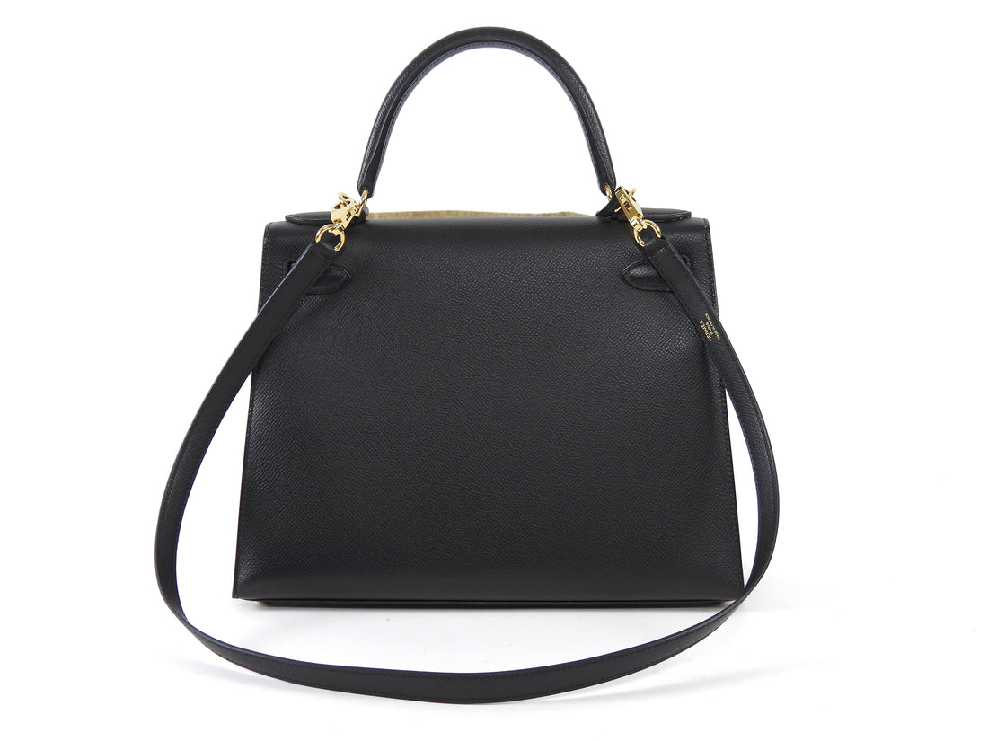 Hermes Black Noir 2020 Kelly 28 Sellier Epsom Bag GHW