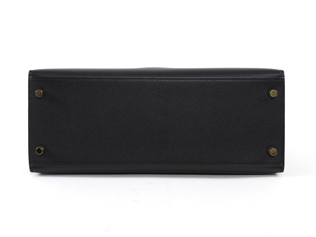 Hermes Black Noir 2020 Kelly 28 Sellier Epsom Bag GHW