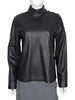 Hermes Black Leather Long Sleeve Shirt with Side Neck Buttons - FR 40 / 8 M