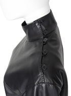 Hermes Black Leather Long Sleeve Shirt with Side Neck Buttons - FR 40 / 8 M