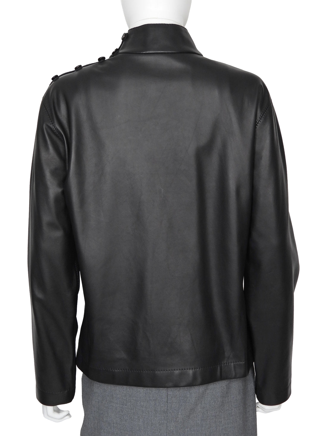 Hermes Black Leather Long Sleeve Shirt with Side Neck Buttons - FR 40 / 8 M