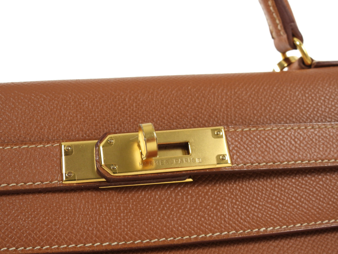 Hermes Gold Vintage 1996 Kelly 32 Courchevel Gold GHW