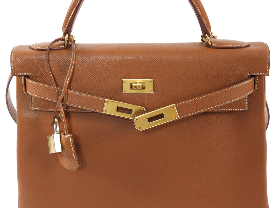Hermes Gold Vintage 1996 Kelly 32 Courchevel Gold GHW