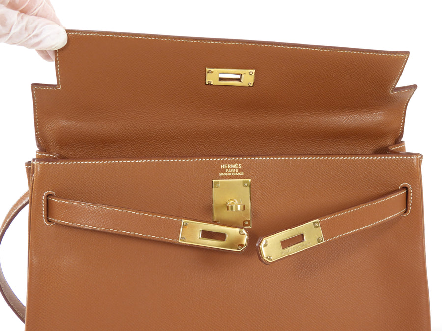 Hermes Gold Vintage 1996 Kelly 32 Courchevel Gold GHW