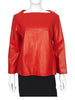 Hermes Red Square Neck Lambskin Leather Top - FR 40 / 8 / M