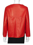 Hermes Red Square Neck Lambskin Leather Top - FR 40 / 8 / M