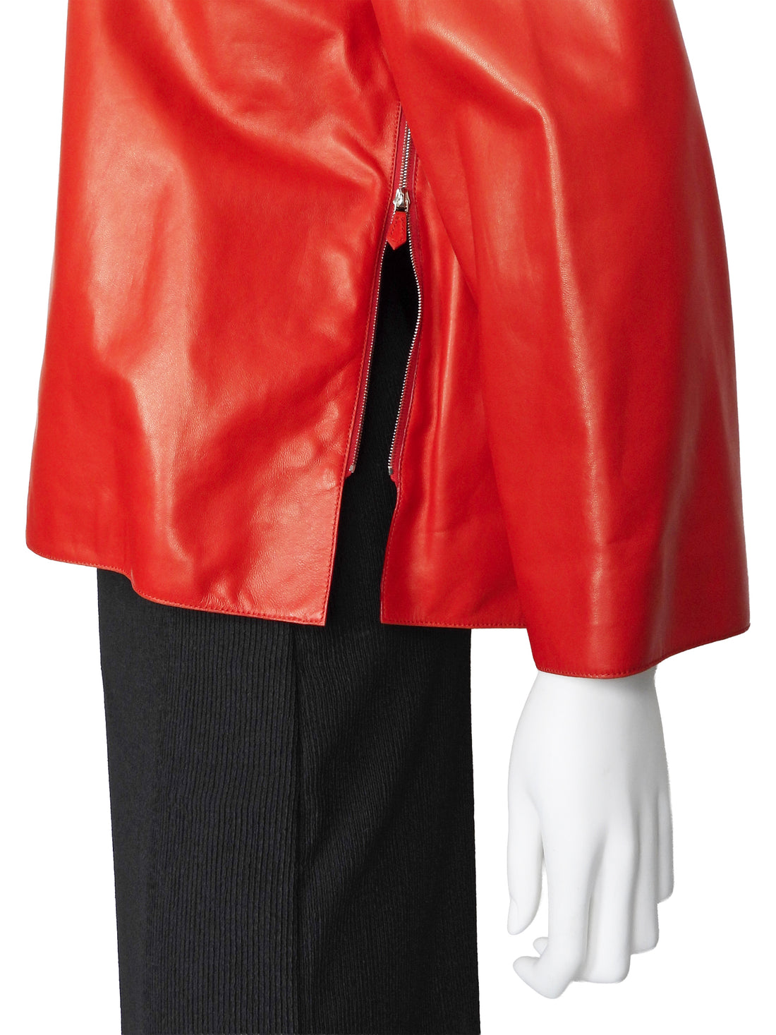 Hermes Red Square Neck Lambskin Leather Top - FR 40 / 8 / M