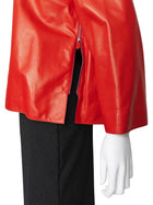 Hermes Red Square Neck Lambskin Leather Top - FR 40 / 8 / M