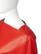 Hermes Red Square Neck Lambskin Leather Top - FR 40 / 8 / M