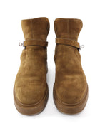 Hermes Brown Shearling Suede Jeff Kelly Lock Ankle Boots - 37.5 (Fits 7)