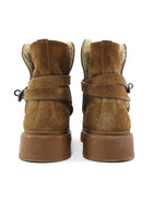 Hermes Brown Shearling Suede Jeff Kelly Lock Ankle Boots - 37.5 (Fits 7)
