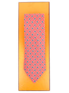 Hermes Vintage Red, Yellow and Blue Pattern Silk Neck Tie 7445 HA
