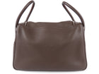 Hermes Lindy 34 Chocolate Brown Clemence Leather Palladium Hardware Shoulder Tote