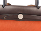 Hermes Herbag Zip 31 Rust Orange Toile Canvas and Brown Vache Hunter Leather SHW
